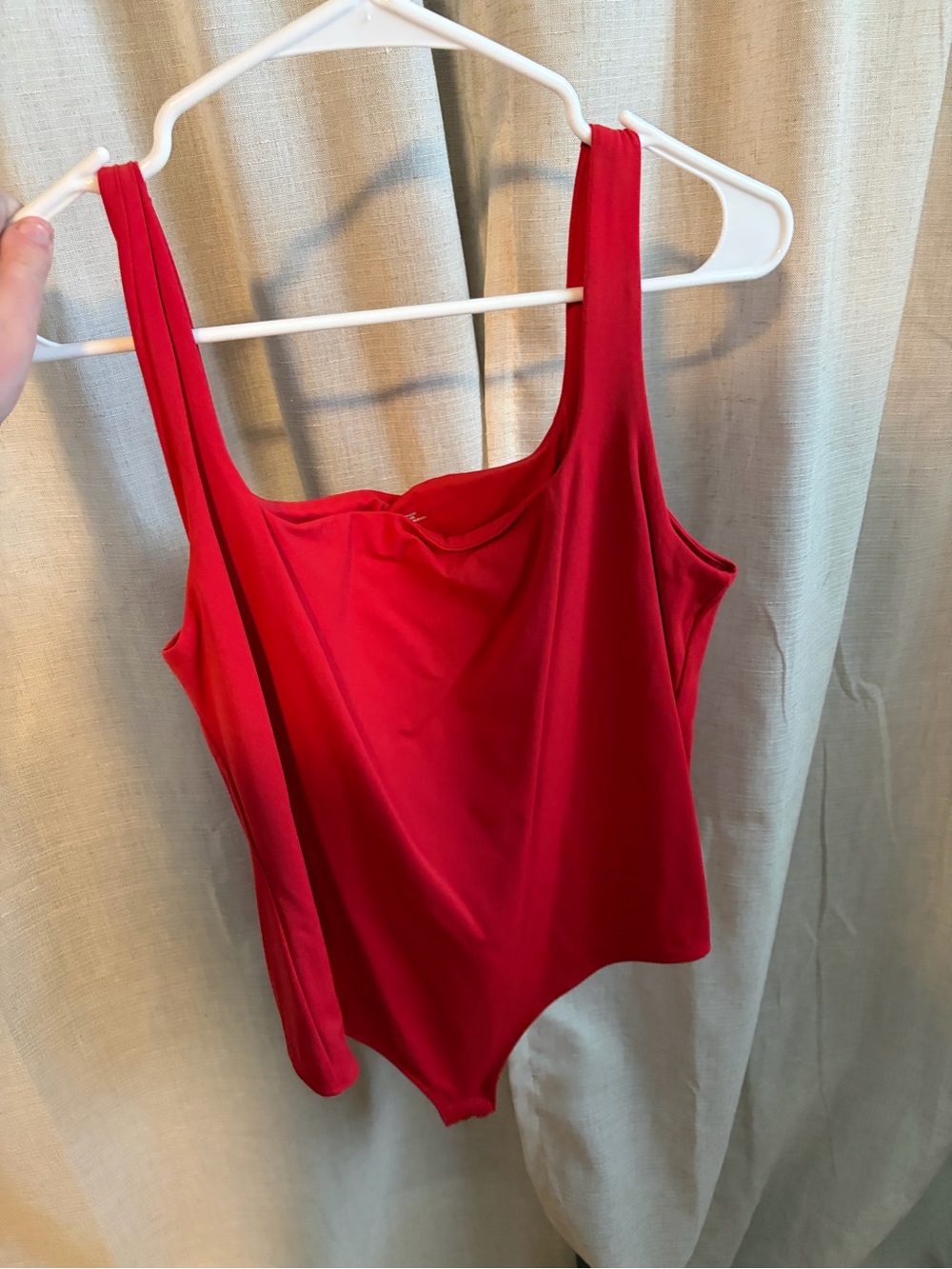 Red Scoop-Neck Tank Bodysuit